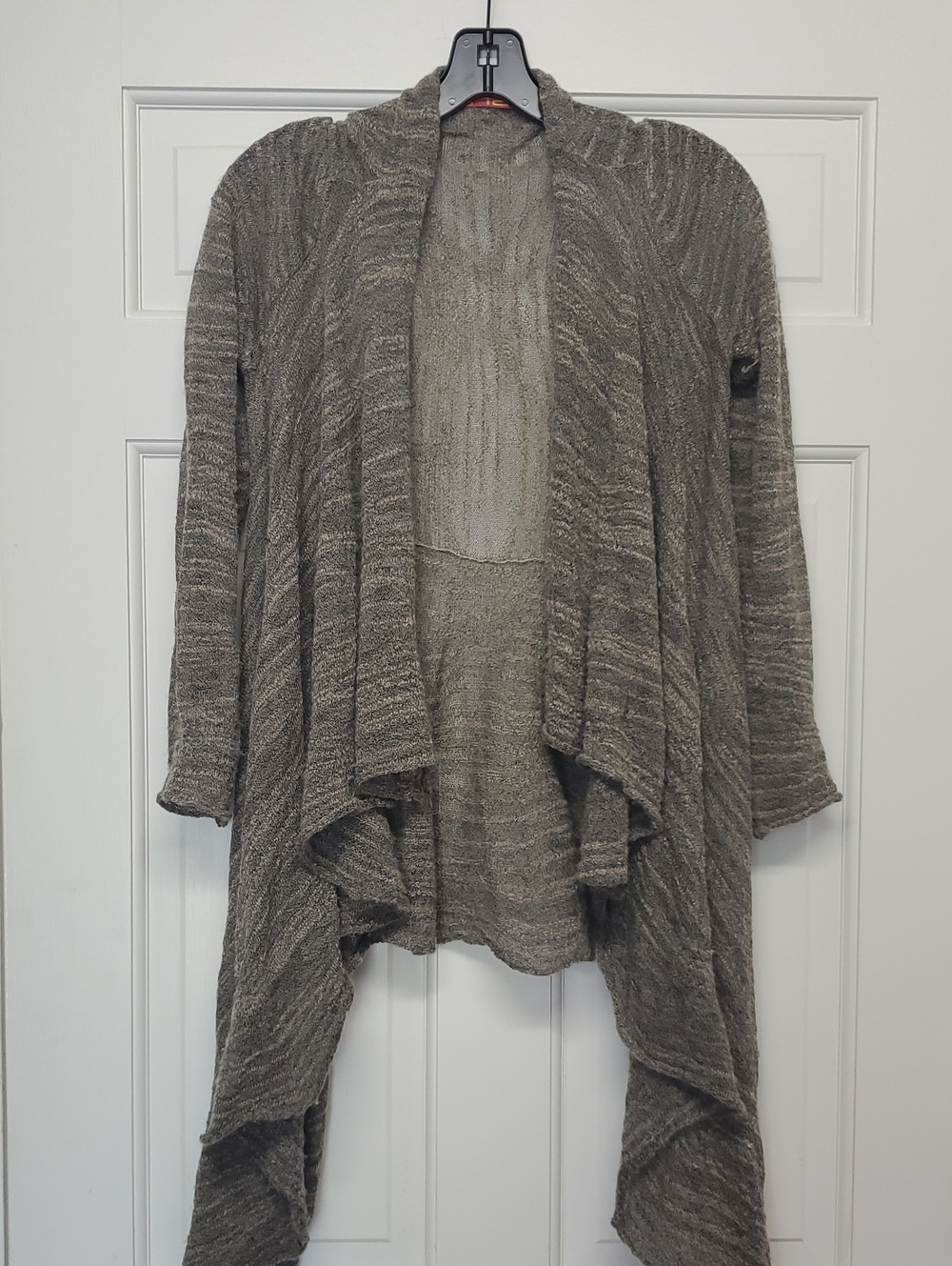 KUNA baby Alpaca Marled Open-Front Draped Cardigan - Taupe Brown XS